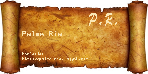 Palme Ria névjegykártya